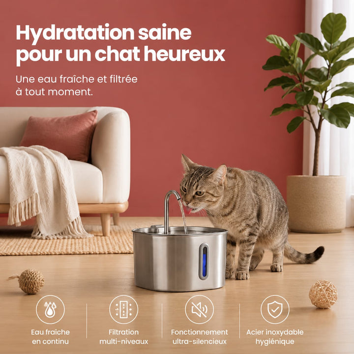 Fontaine Fontainouf - cascade en cours, eau filtrée en mouvement